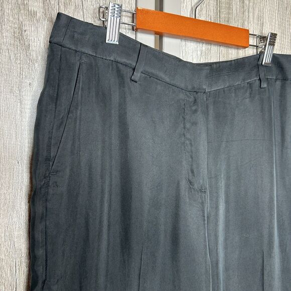 J Crew Black Pants Size 10 Drapey Cupro Slash Pockets Straight Leg NWT - Picture 2 of 8
